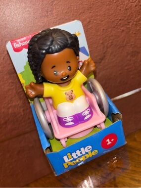 Fisher Price Little People African American Girl in Pink Wheelchair Toy